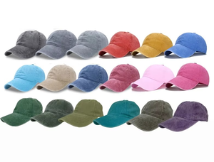 New Custom Logo <b>Plain</b> Vintage Retro Pigment Dyed Unstructured Jeans Sand Washed 6-Panel Common Silver Copper Buckle <b>caps</b> - Product Image 6