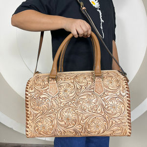 กระเป๋าหนังวัวทำมือดีไซน์เนอร์หนังแท้สำหรับทุกเพศกระเป๋าเดินทางแบบสัปดาห์สำหรับข้ามคืน - Product Image 4