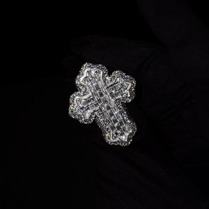 VVS Diam Iced Christian <b>Cross</b> Cluster Baguette Cut Moissanite <b>Ring</b> 925 <b>Silver</b> Claw Setting Hip Hop Cocktail Band Gold Plated - Product Image 6