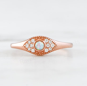 Natural Ethiopian <b>Opal</b> 3mm Round Shape 925 Silver <b>Gold</b> Plated CZ Pave Diamond Gemstone <b>Ring</b> Unisex Women's Engagement Wedding - Product Image 5