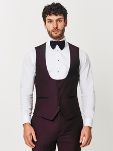 Costume 3 pièces bleu marine pour homme, style américain, coupe ajustée, blazer à simple boutonnage, gilet, en laine et polyester, couleur unie, revers crantés, fermeture boutonnée - Product Image 5