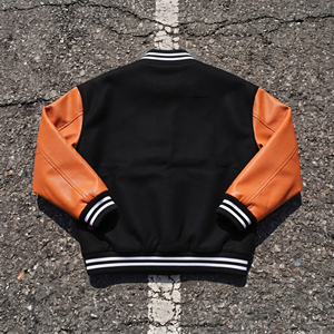 Chaqueta Varsity de Invierno para Hombre, Cuello Redondo, Manga de Lana, Bordado Chenille, Botones de Cuerno, Resistente al Viento, Ecológica - Product Image 3