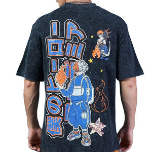 เสื้อยืดผ้าย่นเป็นกรดสำหรับผู้ชายเสื้อยืดลำลองทรงพอดีตัวระบายอากาศทำจากผ้าแคนวาสโพลีเอสเตอร์/ ผ้าฝ้ายคุณภาพสูง - Product Image 5