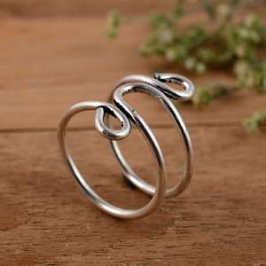 SHYAM JEWELRS Anillo de Plata de Ley 925 Hecho a Mano, Chapado en Plata, para Artritis, Diseño Curvo Pulido de Lujo, Ajustable - Product Image 4