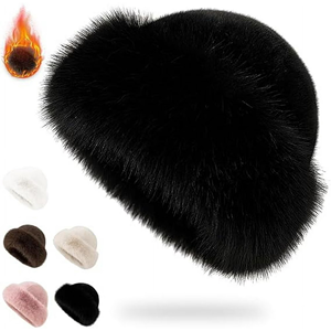 SIDDIQUI HOSINEX 2024 Sombrero de cubo de piel sintética para mujer, liso, laminado, informal, de felpa, sin costuras, teñido, cálido para invierno, con lazo y efecto rasgado - Product Image 6