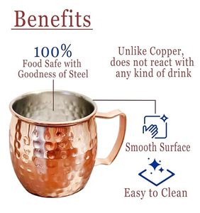 Vintage Copper Moscow Mule <b>Mugs</b> Designed For Refreshing Drink Service Ideal For Kitchen Bar And Home Entertaining - Product Image 3