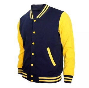 <b>Men</b>’s Genuine Leather Sleeve Varsity Baseball <b>Jacket</b> Custom Embroidery Patches Letterman <b>Jacket</b> Wholesale OEM - Product Image 5