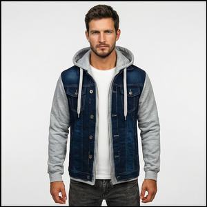 Chaqueta Vaquera de Invierno para Hombre, Lisa, con Logotipo Frontal Personalizado, OEM, Informal, de Secado Rápido, Transpirable, Clásica, Precio al por Mayor - Product Image 1