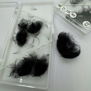 Extensions de cils pré-faits en éventail, volume noir mat, base fine, faits à la main, en cheveux synthétiques doux naturels D/DD/CC/M/L, courbure 0.03 0.05 - Product Image 4