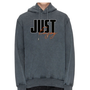Sudadera con Capucha Extra Grande para Hombre Just Enjoy, 100% Algodón, Felpa Francesa, Informal, Otoñal, con Estampado de Logotipo de Dibujos Animados en la Parte Delantera - Product Image 1