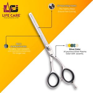 ชุดกรรไกรตัดผมมืออาชีพและกรรไกรซอยผม พร้อมใบมีดโกนคมกริบ ปรับระดับได้ ผลิตโดย Life Care - Product Image 5