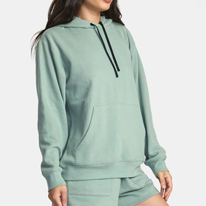 Sudadera con capucha para mujer, totalmente personalizada con impresión de logotipo, en color sólido, transpirable, para adultos, con bolsillo canguro. - Product Image 2