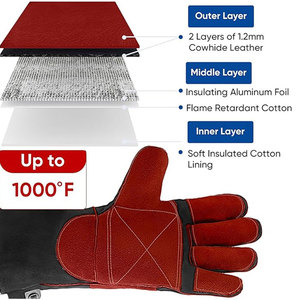 Guantes de Soldadura de Cuero de Seguridad Industrial, Resistentes al Fuego, Transpirables, con Pantalla Táctil, para Trabajo TIG/MIG - Product Image 4