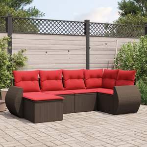 Divano da 6 pezzi in Poly Rattan marrone con cuscini mobili da esterno resistenti - Product Image 1