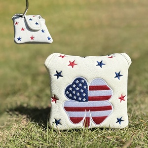 SOSH4 PU Leather <b>Golf</b> Putter Mallet Headcover 3D Embroidery <b>Golf</b> Clubs Stars Magnetic Closure Customized Size Durable Design - Product Image 2