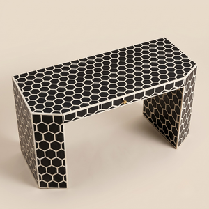 Mesa Consola Hecha a Mano con Incrustaciones de Hueso y Patrón de Panal de Abeja, Ecológica, para Decoración Moderna del Hogar, Muebles para el Hogar - Product Image 3