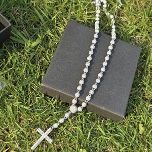 Moissanite Diamond Hip Hop <b>Iced</b> <b>Out</b> Cross Pendant & Necklace Ball <b>Chain</b> 925 Sterling Silver Customized Chin & Pendant - Product Image 1