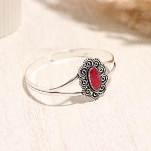 925 Sterling Silver Ruby Sapphire Bangle Vintage Style Oval Stone <b>Bracelet</b> Handmade Boho Silver Jewelry <b>Adjustable</b> <b>bracelet</b> - Product Image 2