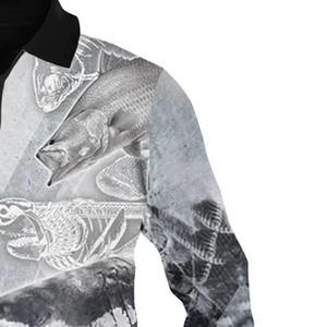 เสื้อโปโลตกปลาแขนยาวสำหรับผู้ชาย ผ้าสแปนเด็กซ์/โพลีเอสเตอร์ ซับลิเมชั่น UPF50 ป้องกันแบคทีเรีย แห้งเร็ว คุณภาพสูง ขายส่ง - Product Image 6