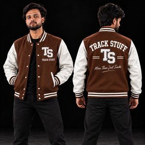 <b>Track</b> Stuff Custom <b>Mens</b> Varsity Letterman <b>Jacket</b> Wool Cotton Stand Collar Custom Embroidered Logo Front Streetwear Winter - Product Image 2