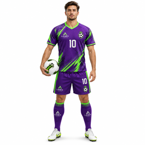 Conjunto de Camiseta y Pantalones Cortos de Fútbol Sublimados Personalizados, Uniforme de Equipo de Fútbol, Ropa Deportiva Transpirable de Secado Rápido, Tejido de Alto Rendimiento, OEM ODM - Product Image 2