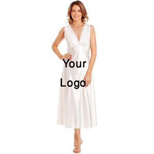 Vestido de noche de verano estampado bordado con logotipo personalizado, sin mangas, súper suave, transpirable, patrón de secado rápido, ropa de dormir de punto para mujer - Product Image 5