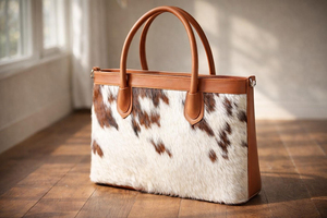 Faux <b>Fur</b> Cowhide Pattern <b>Tote</b> <b>Bag</b> Women's Fashion Handbag Zipper Closure All Seasons Daily Use - Product Image 6