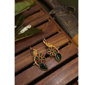 Design paon couleur verte design élégant plaqué or vêtements pour femmes beaux bijoux à prix abordable vente bête - Product Image 3