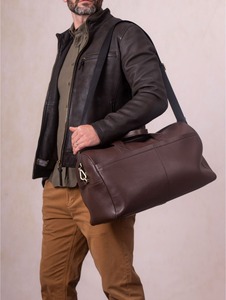 Sac de voyage en cuir véritable marron foncé pour homme, écologique, résistant à l'eau, grand sac de week-end, sac de sport, sac de voyage pour la nuit - Product Image 3