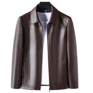 Chaqueta de Motociclista de Cuero para Hombre, Estilo Urbano, Resistente al Viento e Impermeable, Cuello Alto, Forro de Cuero Genuino, Invierno - Product Image 5