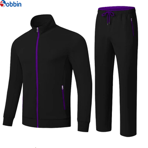 Conjunto Deportivo Negro para Hombre Bobbin, Sudadera con Cierre Completo y Cuello Alto con Pantalones a Juego, Ropa Casual Transpirable, Estilo Otoñal - Product Image 2