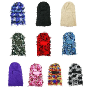 Unisex Camouflage Acrylic Knit Balaclava Beanie <b>Face</b> <b>Mask</b> <b>Winter</b> Hat Outdoor Casual Style 56-58CM Adult Size Hand Knitted - Product Image 6