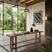 Banc en bois de teck naturel massif, tabouret long en bois, chaise de salle à manger pour jardin et patio, mobilier traditionnel pour la maison