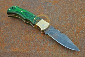 Cuchillo de Caza Plegable Premium OEM RB de Acero de Damasco con Mango de Palisandro, Empuñadura de Latón y Hoja de 7 Pulgadas para Camping - Product Image 2