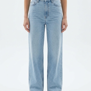 Jeans de Mujer de Pierna Ancha y Lavado Claro, Pantalones de Mezclilla Rectos para Uso Diario Informal - Product Image 3