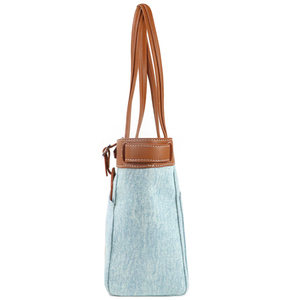 Sac à bandoulière en jean et cuir rétro pour femme, personnalisable avec logo, imperméable, antivol, doublure en coton - Product Image 4