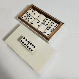 Ensemble de dominos minimalistes en ivoire avec boîte de rangement décorative en résine, ensemble de dominos avec boîte de rangement crème - Product Image 6