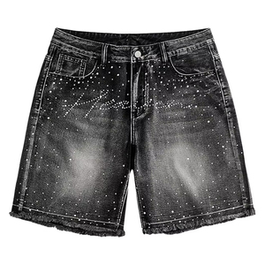 New Style Custom Made Solid Color <b>Men</b> Denim Mid Waist 100% Cotton Breathable Quick Dry Casual Regular Fit Shorts Wholesale - Product Image 1