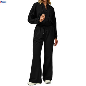 Survêtements pour femmes avec logo personnalisé, ensembles de survêtements à la mode, pantalons de sport brodés, haut à capuche à fermeture éclair à manches longues, ensemble 2 pièces pour femmes - Product Image 1