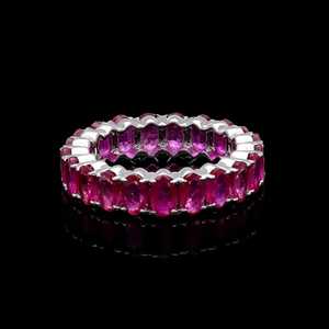 แหวนรูบี้อีเทอร์นิตี้แบนด์ แหวนประจำเดือนเกิดเดือนกรกฎาคม เงินแท้ 925 เครื่องประดับหรูหราสำหรับผู้หญิง ของขวัญแต่งงาน ทำด้วยมือ สวยสง่า - Product Image 2