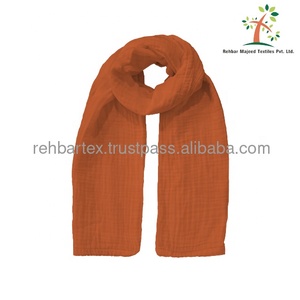 Écharpe en mousseline de coton 100% de haute qualité Écharpe unie douce, confortable, personnalisée et multicolore Écharpe en coton froissé - Product Image 3