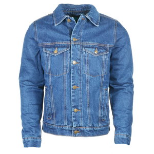 Vestes en jean personnalisées en gros pour hommes – Blouson vintage respirant en denim de coton uni pour l'hiver, style urbain - Product Image 1
