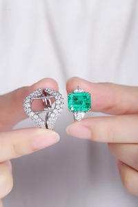 Anillos de moda, anillo de cóctel con corte esmeralda, plata 925, engaste pavé, joyería fina de lujo para mujer - Product Image 3