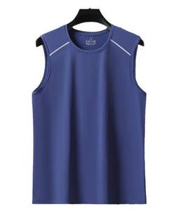 Camiseta sin mangas de punto liso teñido de seda helada para hombre, chaleco deportivo fino y transpirable de verano, camisetas de secado rápido - Product Image 5