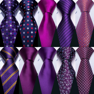 Conjunto de Corbata y Pañuelo de Boda para Hombre, Ecológico, de Satén, Color Morado Sólido, con Diseño Floral Paisley, Logotipo Personalizado para el Novio - Product Image 6