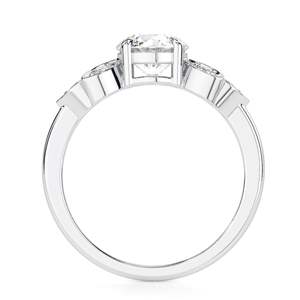 Anillo de Compromiso de Oro Blanco con 7 Diamantes Cultivados en Laboratorio de Corte Redondo, Estilo Elegante para Mujer - Product Image 5