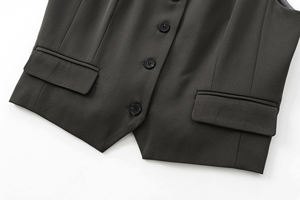 Chaleco Casual de Moda con Cuello Redondo y Botones, Chaleco para Mujer, Cortavientos, Transpirable, Sin Mangas, con Bolsillos con Solapa, Estilo Puffer - Product Image 5