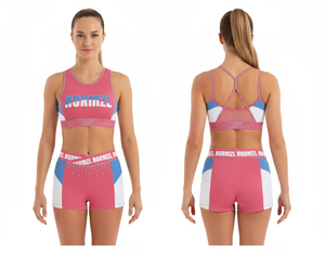 Women’s Cheerleading Practice Wear – <b>Crop</b> <b>Top</b> Bra & Shorts Set, OEM Custom <b>Dance</b> Training Suit, Performance Activewear - Product Image 3