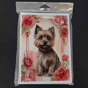 Cairn Terrier Valentine Roses Whimsical A7 Tarjetas de felicitación Paquete de 8 tarjetas de nota en blanco con sobres Tamaño 5x7 - Product Image 3