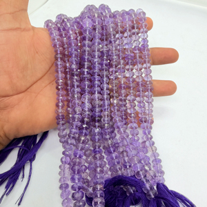 Natural Purple <b>Amethyst</b> Faceted Rondelle Beads 16 Inch Strand Gemstone Jewelry Making Supplies Wholesale - Product Image 1